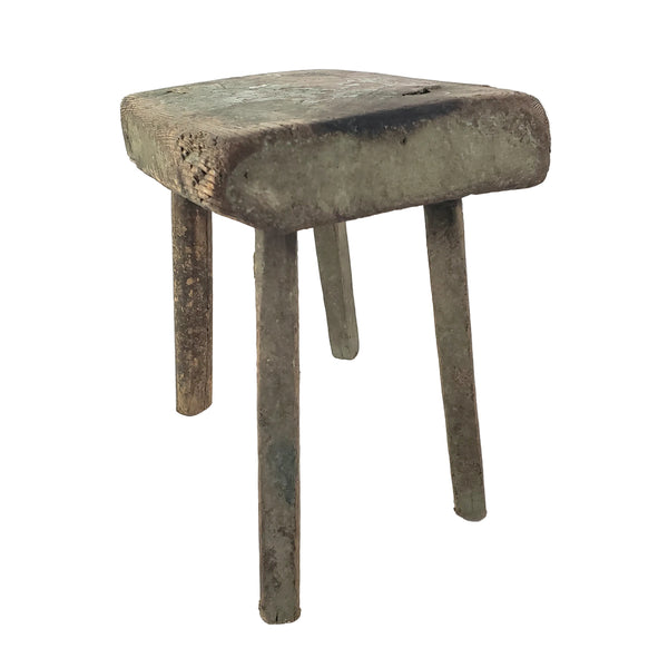 Primitive Rustic Wooden Peg Leg Stool Americana Farmhouse Accent