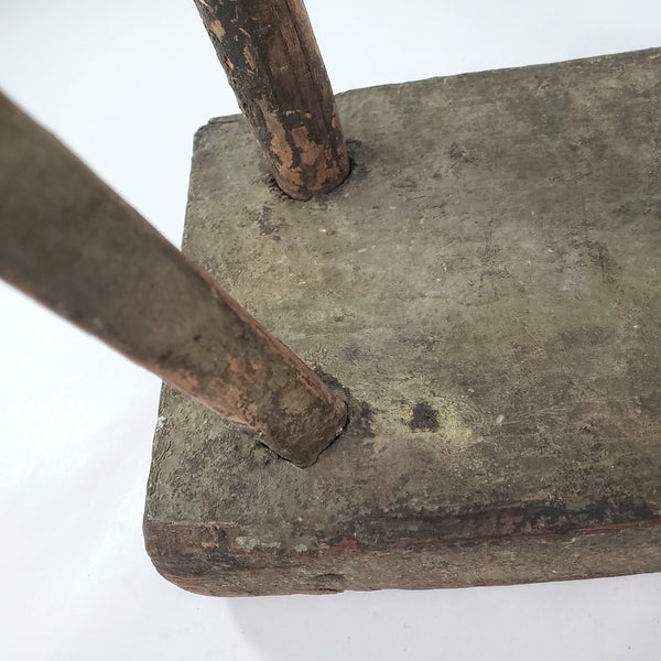 Primitive Rustic Wooden Peg Leg Stool Americana Farmhouse Accent