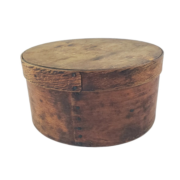 Antique Round Bentwood Pantry Box with Lid Nailed Lap Joints