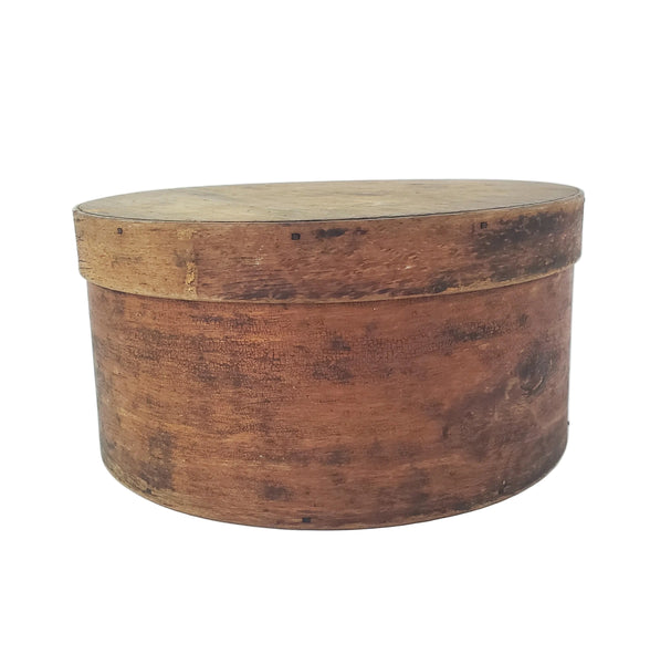 Antique Round Bentwood Pantry Box with Lid Nailed Lap Joints