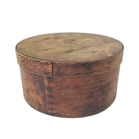 Antique Round Bentwood Pantry Box with Lid Nailed Lap Joints