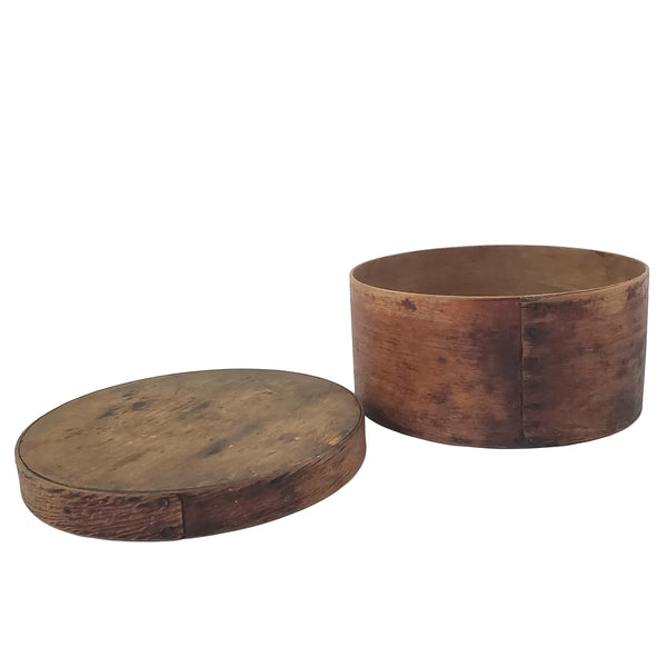Antique Round Bentwood Pantry Box with Lid Nailed Lap Joints