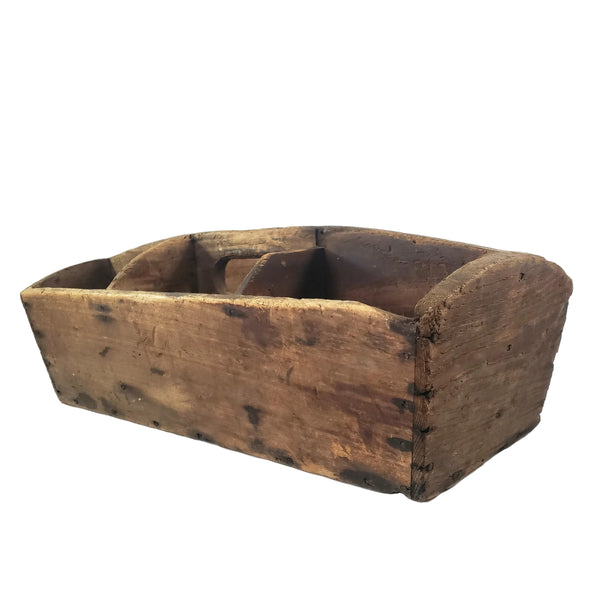 Large Rustic Carpenter's Wooden Tool Caddy Tool 6 Compartments Farmhouse Centerpiece