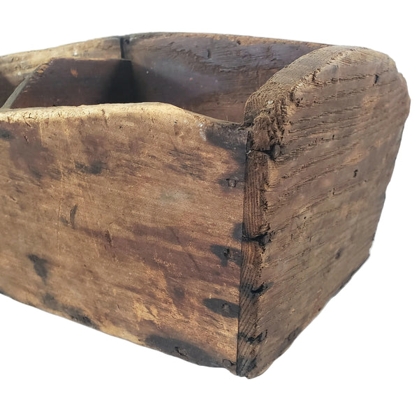 Large Rustic Carpenter's Wooden Tool Caddy Tool 6 Compartments Farmhouse Centerpiece
