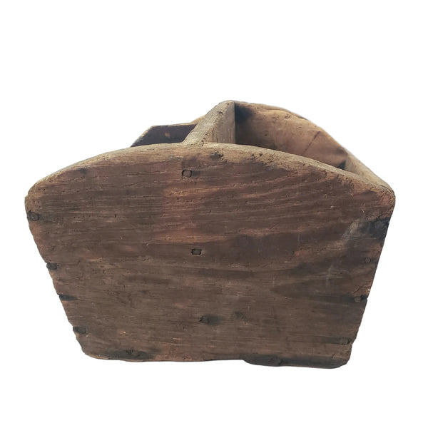 Large Rustic Carpenter's Wooden Tool Caddy Tool 6 Compartments Farmhouse Centerpiece