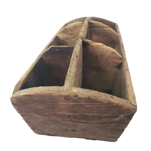 Large Rustic Carpenter's Wooden Tool Caddy Tool 6 Compartments Farmhouse Centerpiece