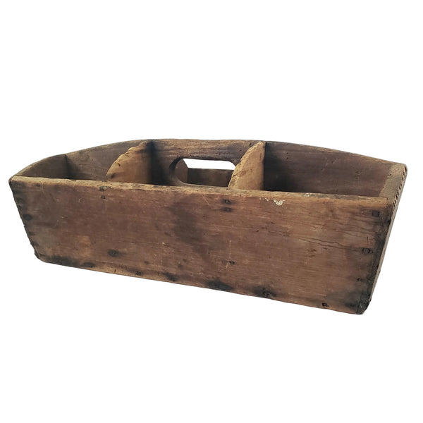 Large Rustic Carpenter's Wooden Tool Caddy Tool 6 Compartments Farmhouse Centerpiece