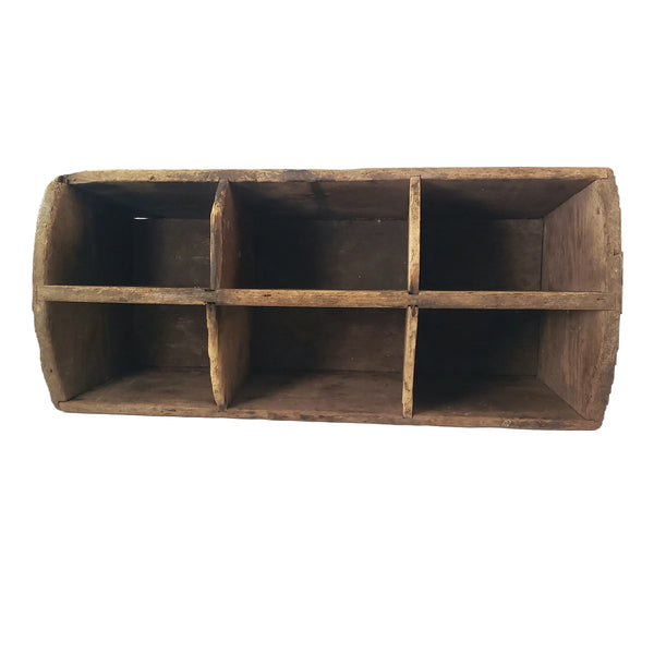 Large Rustic Carpenter's Wooden Tool Caddy Tool 6 Compartments Farmhouse Centerpiece