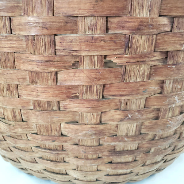 Antique Large Wooden Woven Splint Gathering Basket Farmhouse Hearth Décor