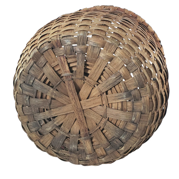Antique Large Wooden Woven Splint Gathering Basket Farmhouse Hearth Décor