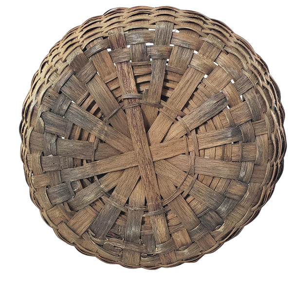 Antique Large Wooden Woven Splint Gathering Basket Farmhouse Hearth Décor