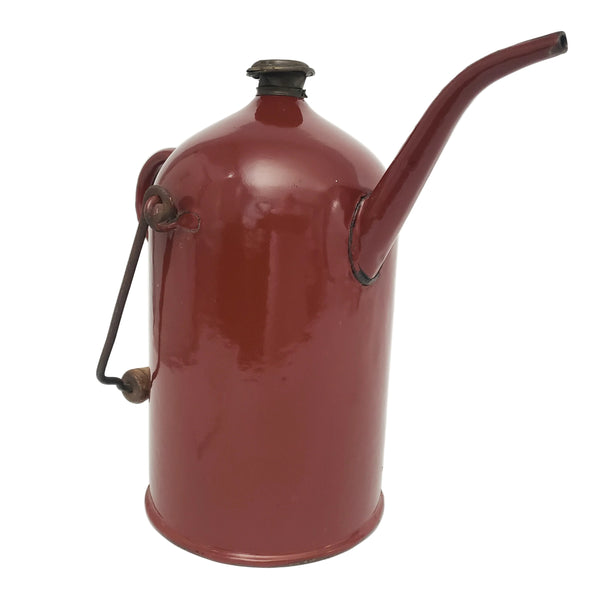 Antique Enamelware Kerosene Fuel Pouring Jug Brick Red 3 Quart