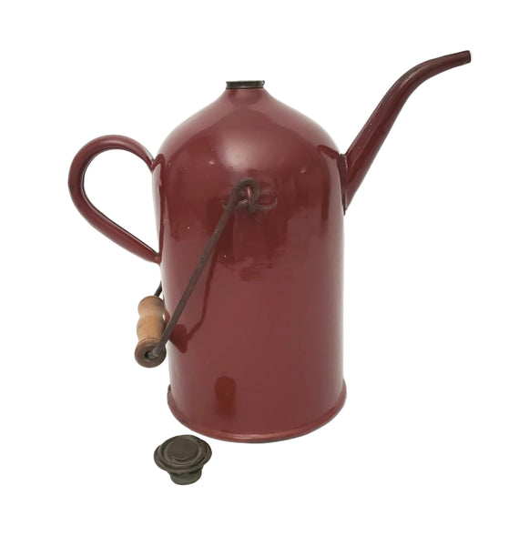 Antique Enamelware Kerosene Fuel Pouring Jug Brick Red 3 Quart