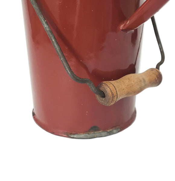 Antique Enamelware Kerosene Fuel Pouring Jug Brick Red 3 Quart