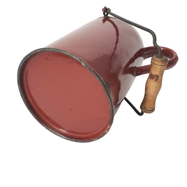 Antique Enamelware Kerosene Fuel Pouring Jug Brick Red 3 Quart