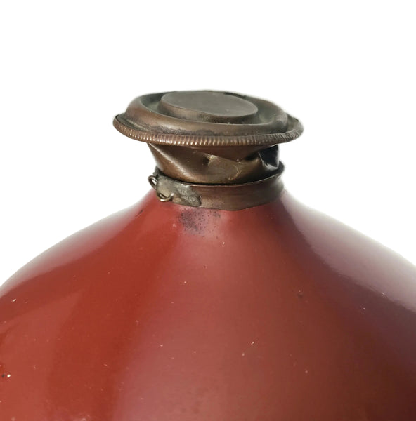 Antique Enamelware Kerosene Fuel Pouring Jug Brick Red 3 Quart