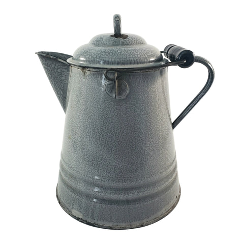 Antique Gray Enamelware Chuckwagon Cowboy Coffee Pot 1 Gallon