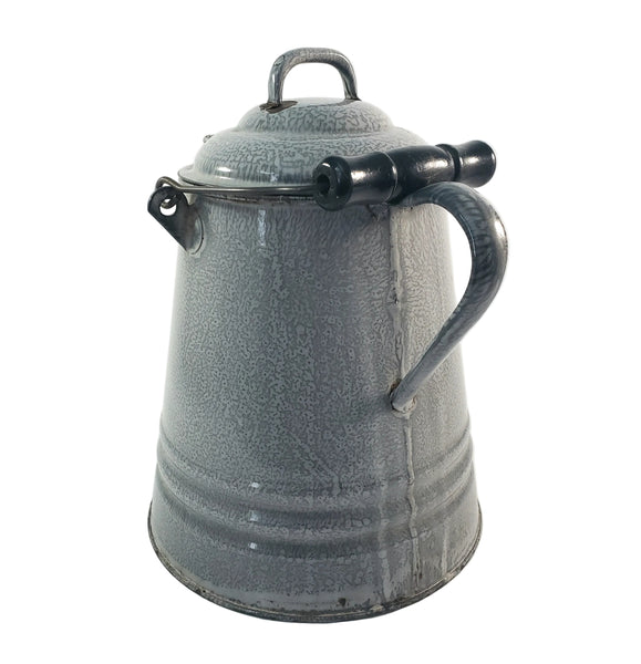 Antique Gray Enamelware Chuckwagon Cowboy Coffee Pot 1 Gallon