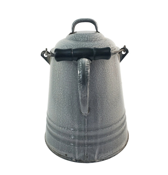 Antique Gray Enamelware Chuckwagon Cowboy Coffee Pot 1 Gallon