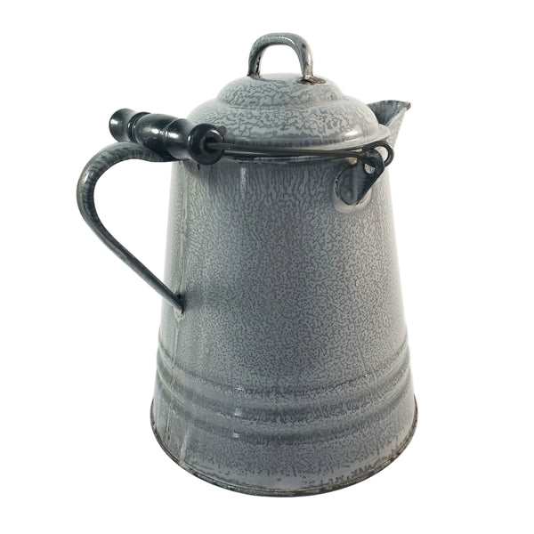 Antique Gray Enamelware Chuckwagon Cowboy Coffee Pot 1 Gallon