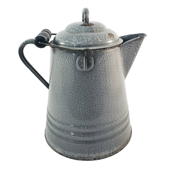 Antique Gray Enamelware Chuckwagon Cowboy Coffee Pot 1 Gallon