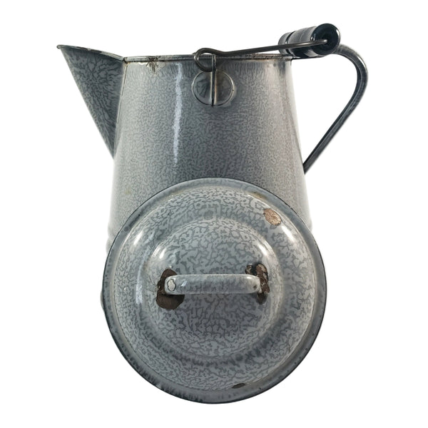 Antique Gray Enamelware Chuckwagon Cowboy Coffee Pot 1 Gallon