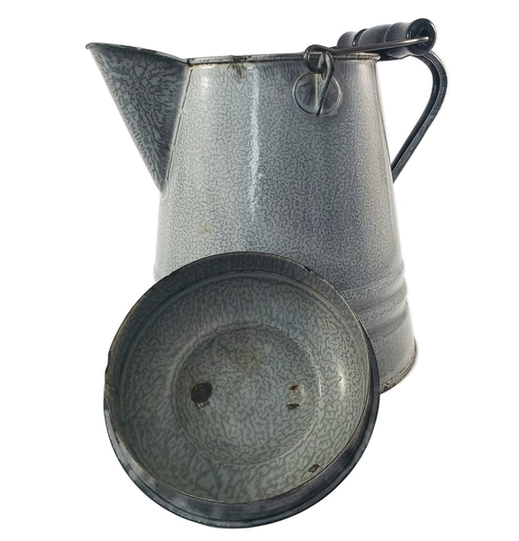 Antique Gray Enamelware Chuckwagon Cowboy Coffee Pot 1 Gallon