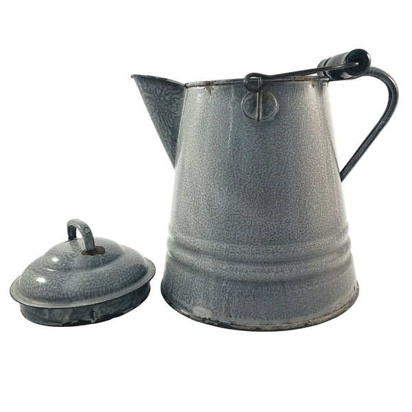 Antique Gray Enamelware Chuckwagon Cowboy Coffee Pot 1 Gallon