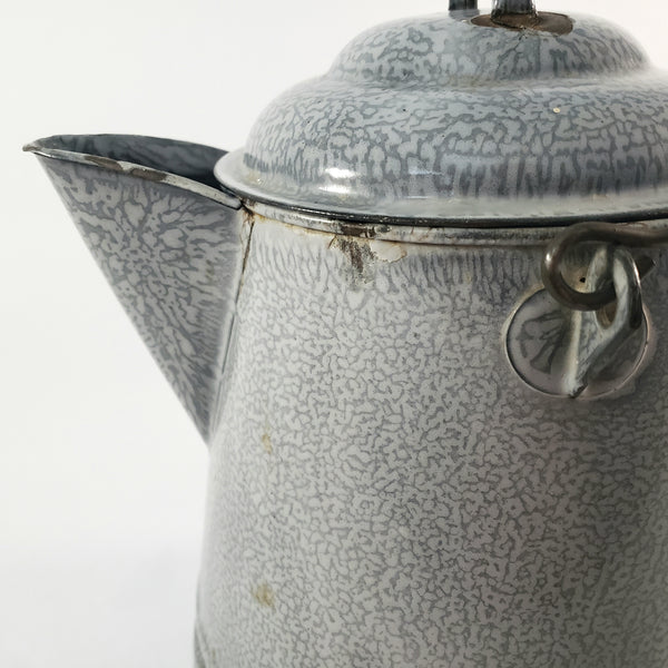Antique Gray Enamelware Chuckwagon Cowboy Coffee Pot 1 Gallon