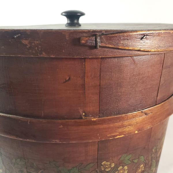 Vintage Large Painted Wooden Firkin Sugar Storage Bucket 13" Primitive Americana