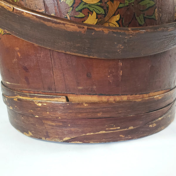 Vintage Large Painted Wooden Firkin Sugar Storage Bucket 13" Primitive Americana