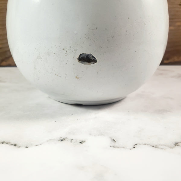 Antique White Enamelware Milk Pitcher Black Trim Farmhouse Cottage Decor