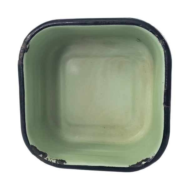 Vintage Seafoam Green Enamelware Square Storage Container Refrigerator Box