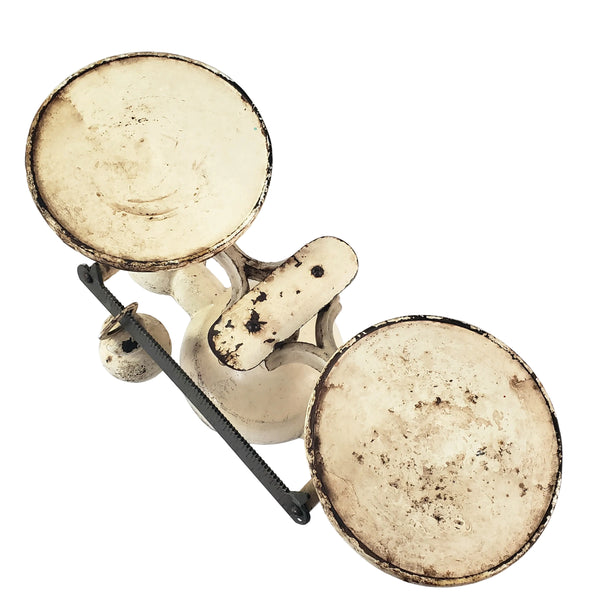 Antique Rustic Creamy White Mercantile Shop Scale with Hanging Counterweight