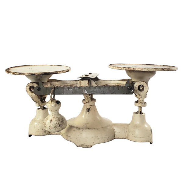 Antique Rustic Creamy White Mercantile Shop Scale with Hanging Counterweight