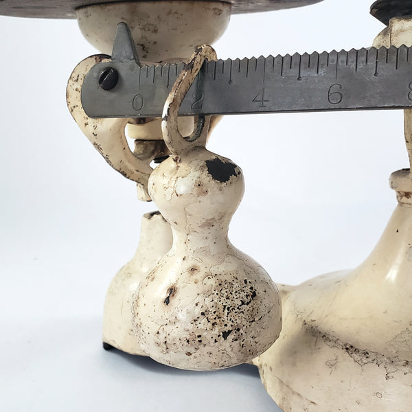 Antique Rustic Creamy White Mercantile Shop Scale with Hanging Counterweight