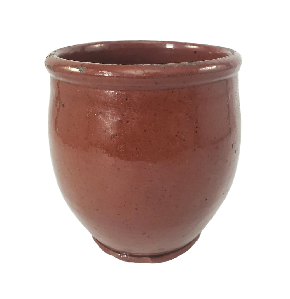 Antique Glazed Redware Apple Butter Preserve Crock 5"