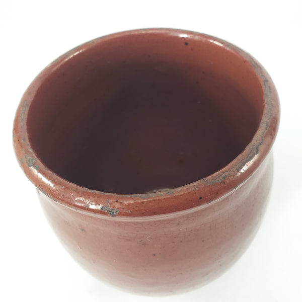 Antique Glazed Redware Apple Butter Preserve Crock 5" Pennsylvania
