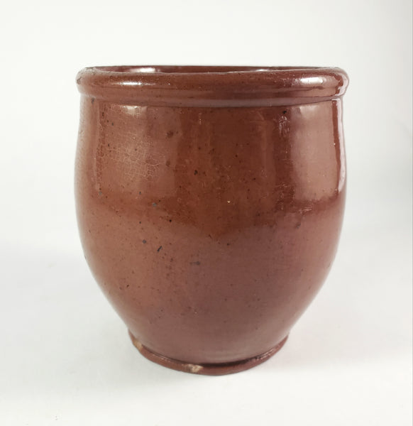 Antique Glazed Redware Apple Butter Preserve Crock 5" Pennsylvania