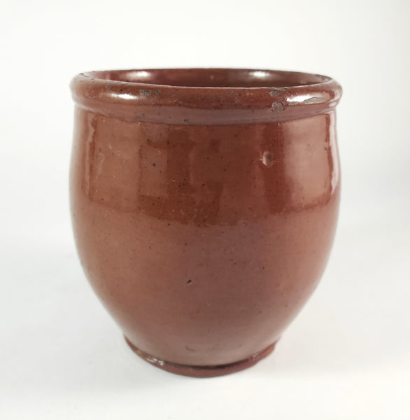 Antique Glazed Redware Apple Butter Preserve Crock 5" Pennsylvania
