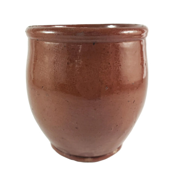 Antique Glazed Redware Apple Butter Preserve Crock 5" Pennsylvania