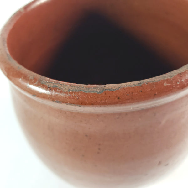 Antique Glazed Redware Apple Butter Preserve Crock 5" Pennsylvania