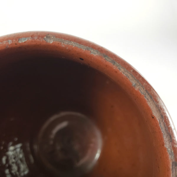 Antique Glazed Redware Apple Butter Preserve Crock 5" Pennsylvania