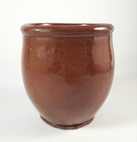 Antique Glazed Redware Apple Butter Preserve Crock 5" Pennsylvania