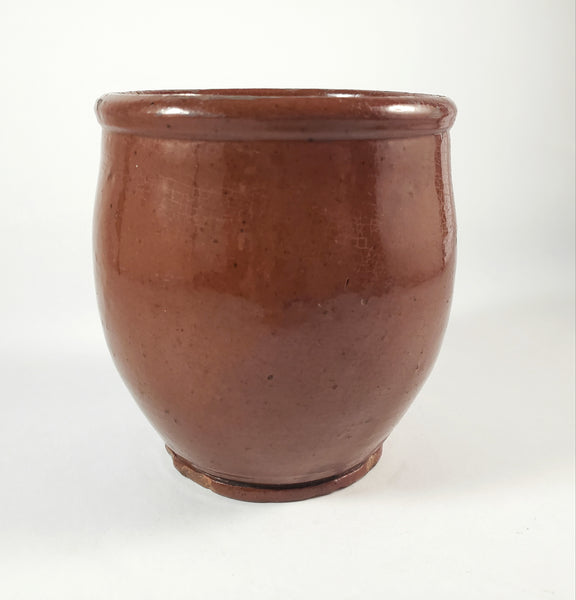 Antique Glazed Redware Apple Butter Preserve Crock 5" Pennsylvania