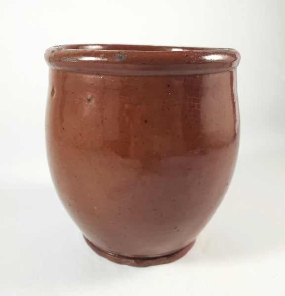 Antique Glazed Redware Apple Butter Preserve Crock 5" Pennsylvania