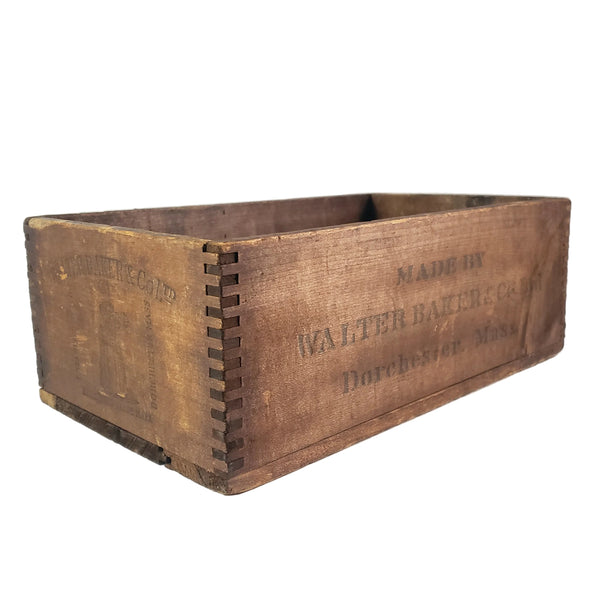 Antique Dovetail Wooden Chocolate Box Walter Baker & Co. Dorchester, Massachusetts
