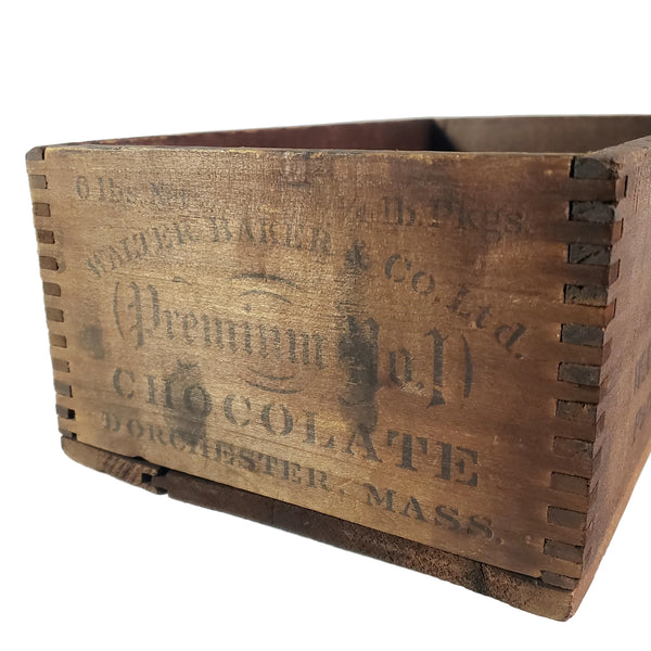 Antique Dovetail Wooden Chocolate Box Walter Baker & Co. Dorchester, Massachusetts