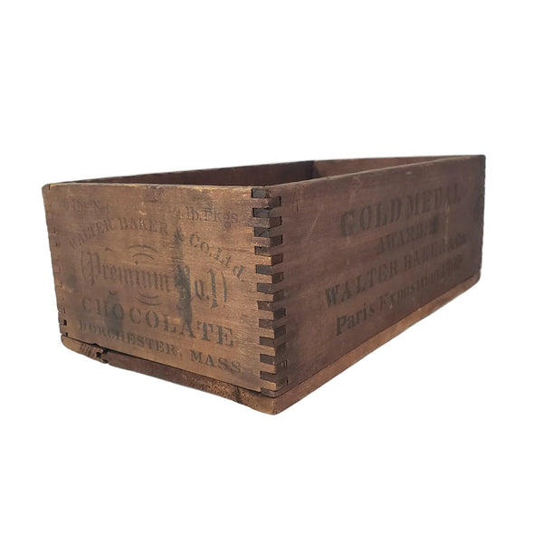 Antique Dovetail Wooden Chocolate Box Walter Baker & Co. Dorchester, Massachusetts