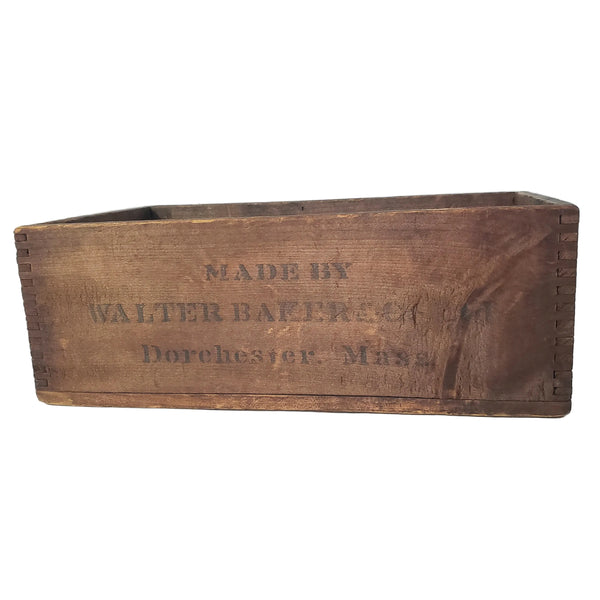 Antique Dovetail Wooden Chocolate Box Walter Baker & Co. Dorchester, Massachusetts